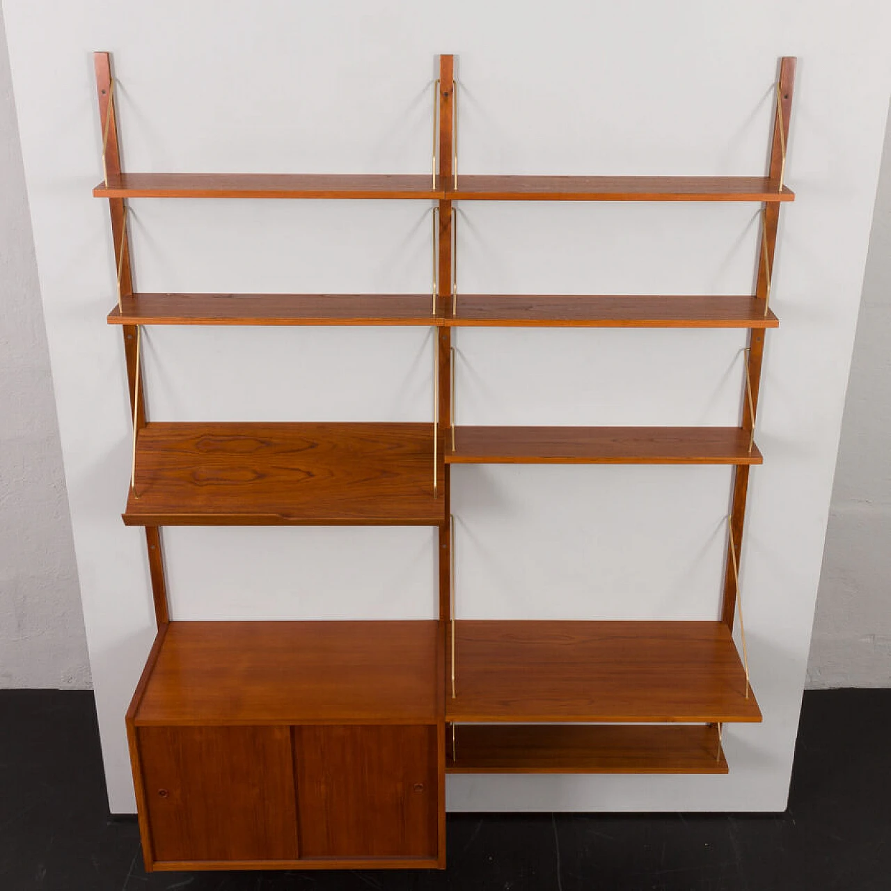 Modular wall-mounted bookcase by Preben Sorensen, 1960s 12