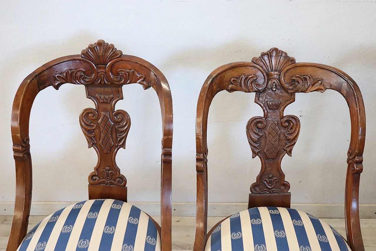 4 Solid walnut Charles X chairs, 19th century 8