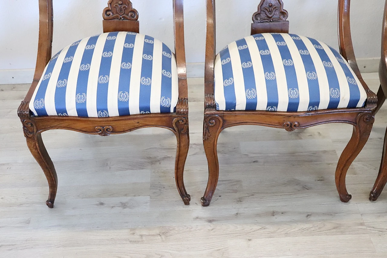 4 Solid walnut Charles X chairs, 19th century 10