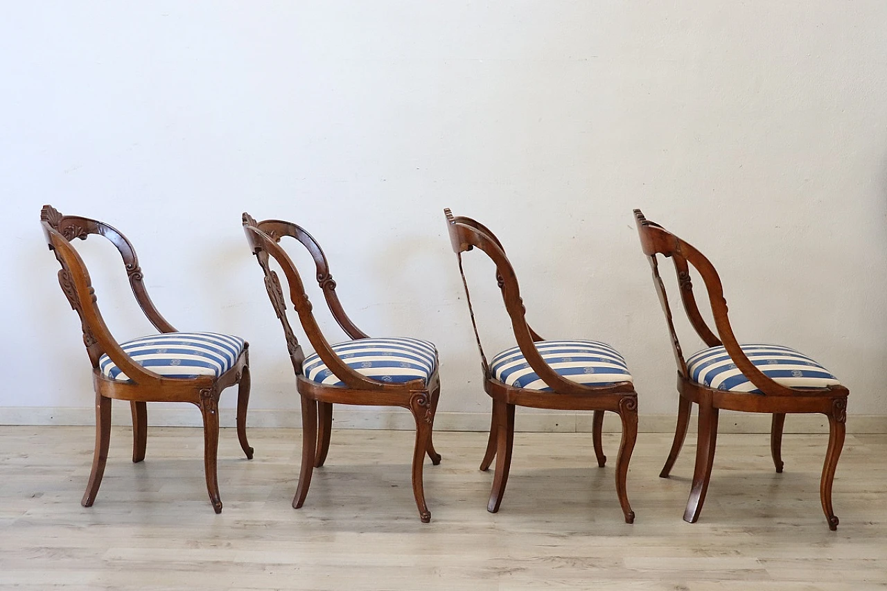 4 Solid walnut Charles X chairs, 19th century 11