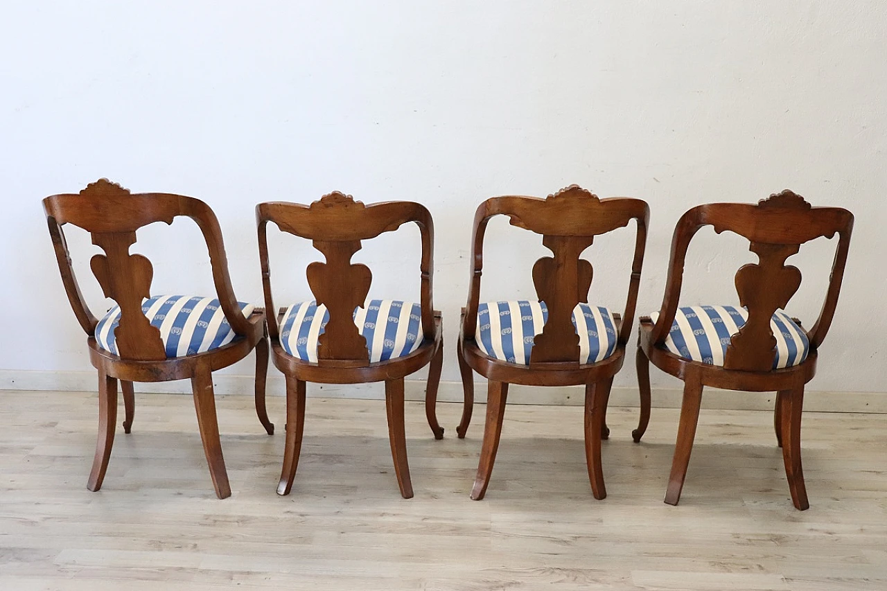 4 Solid walnut Charles X chairs, 19th century 12