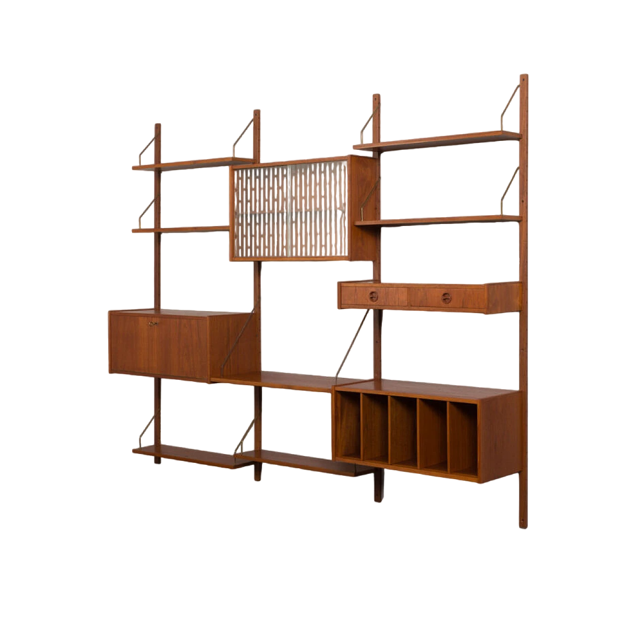 Libreria danese in teak con scomparto per dischi in vinile, anni '60 22