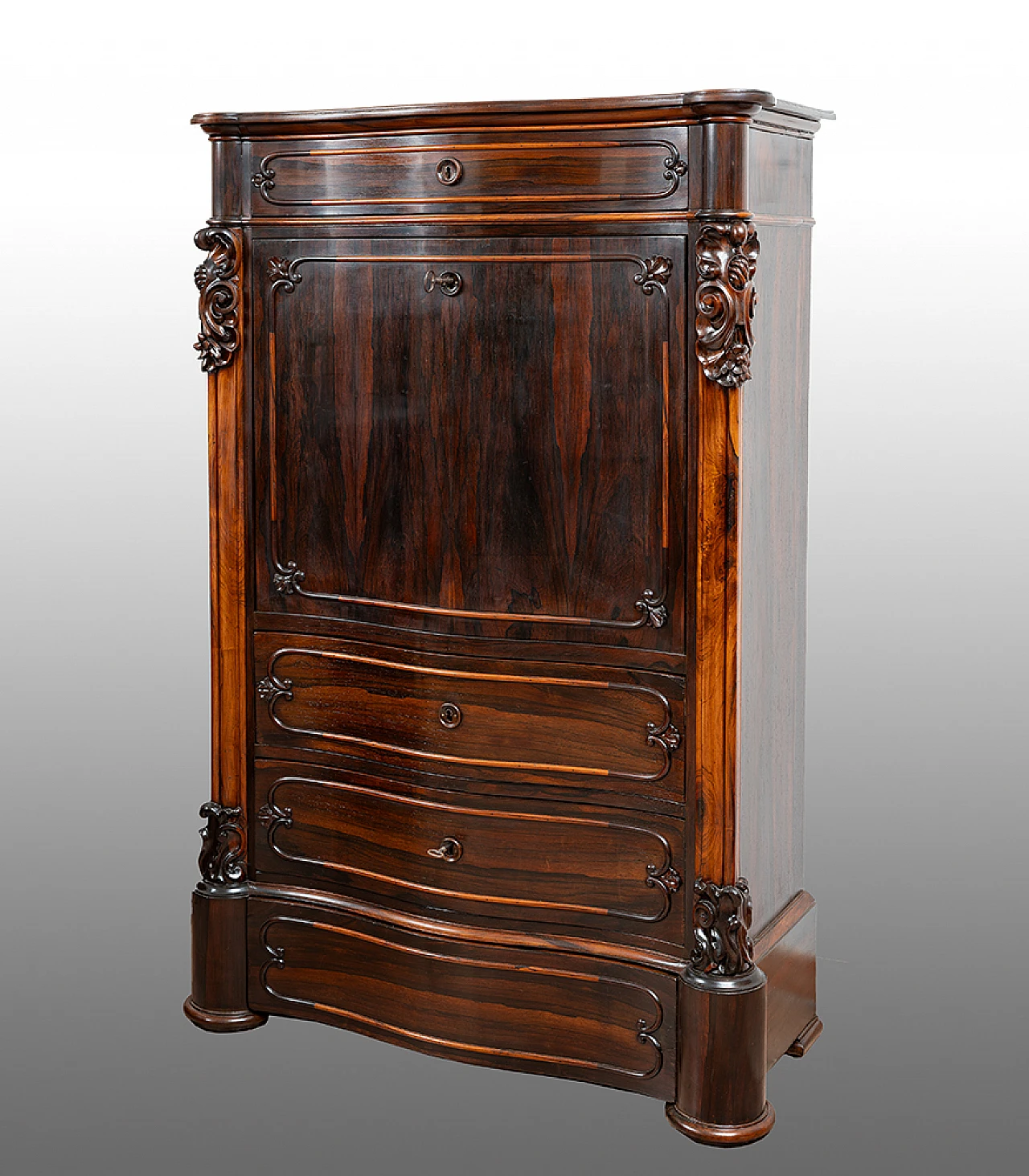 Louis Philippe secretaire in exotic wood and maple, 19th century 1