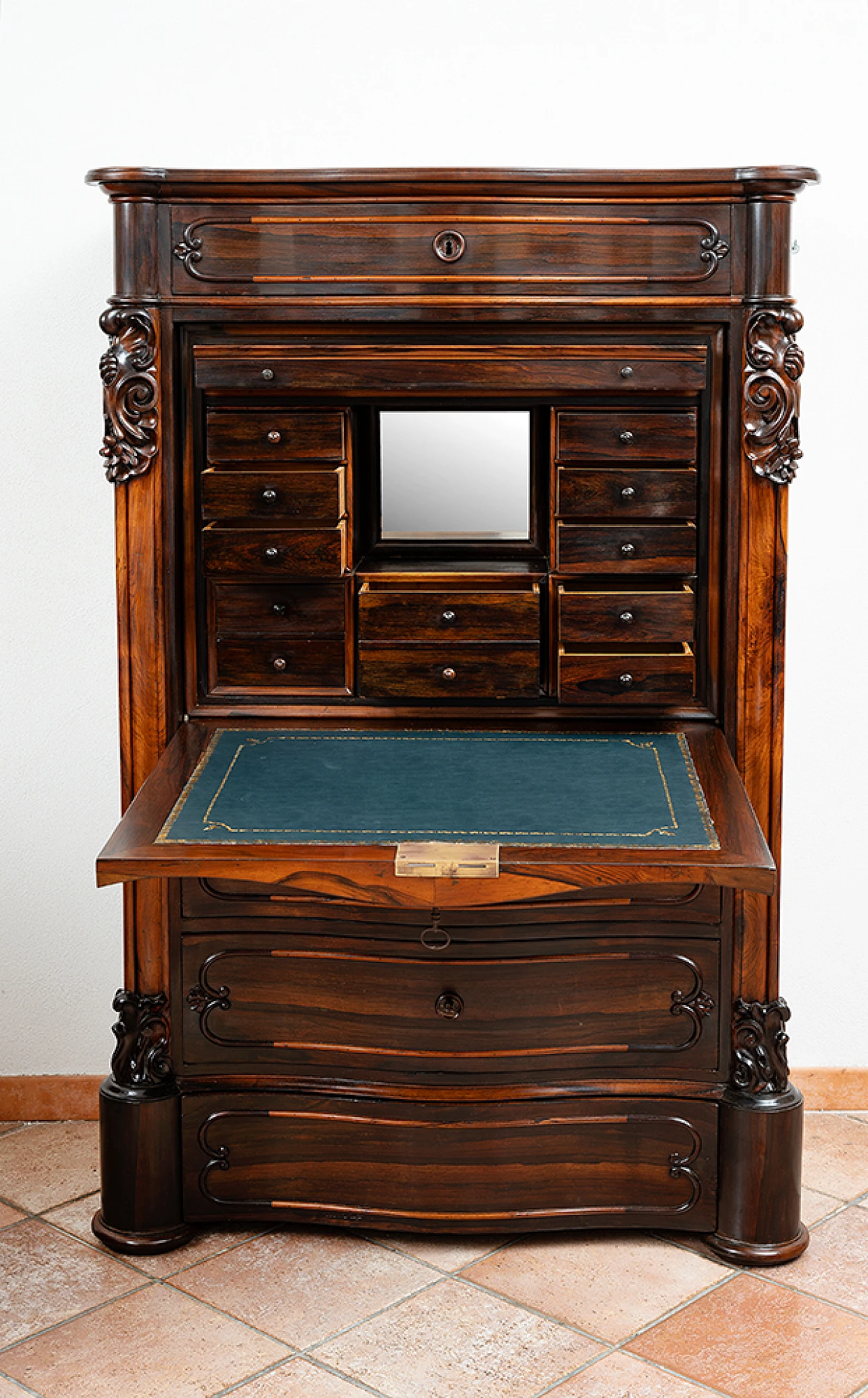 Louis Philippe secretaire in exotic wood and maple, 19th century 6
