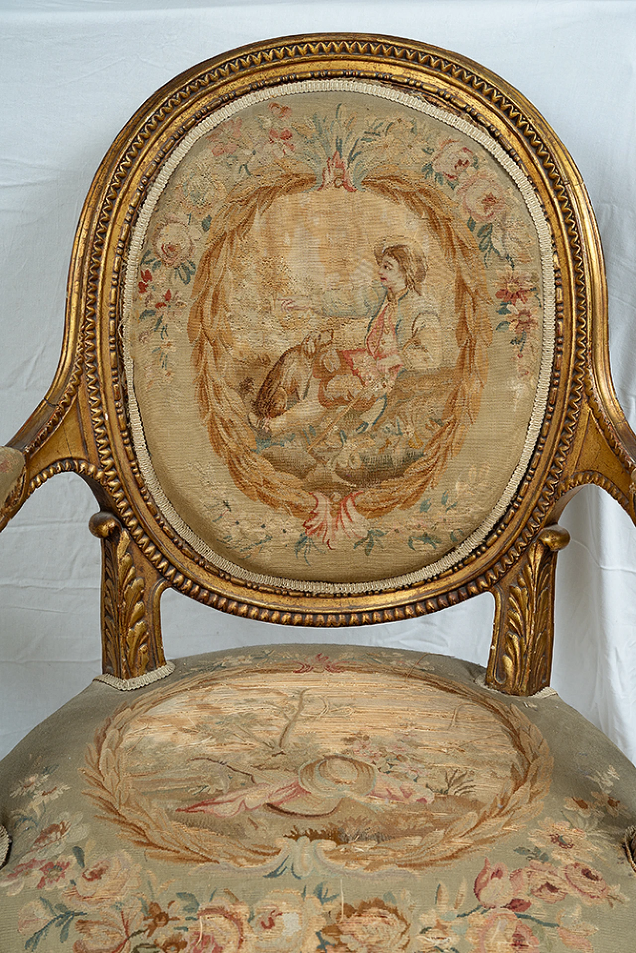 Pair of wooden Napoleon III armchairs, 19th century 2