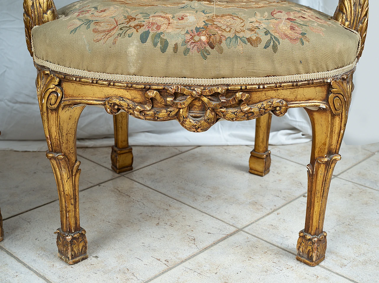 Pair of wooden Napoleon III armchairs, 19th century 5