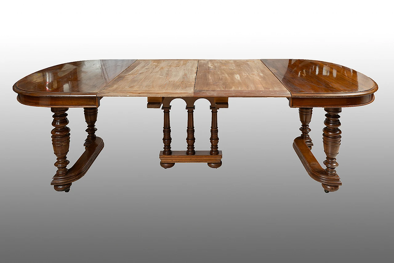 Henry II table in solid walnut, second half of 19th century 3