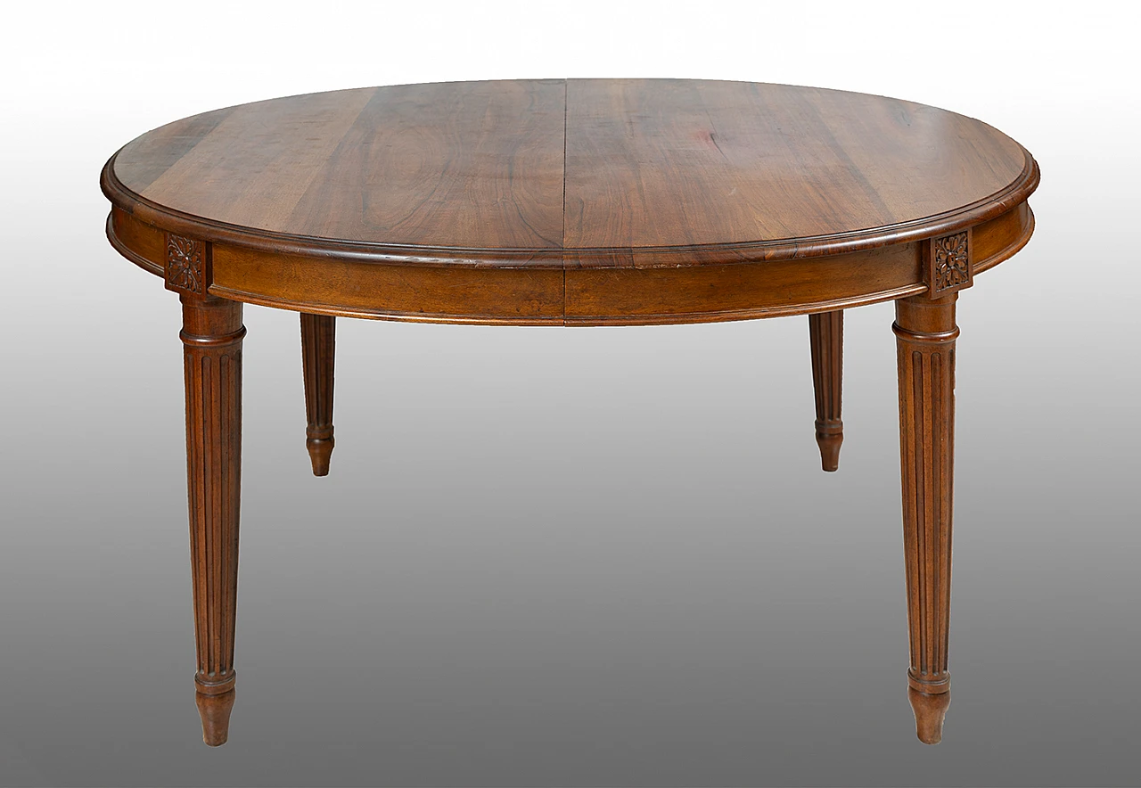 Oval Napoleon III solid walnut table, 19th century 1