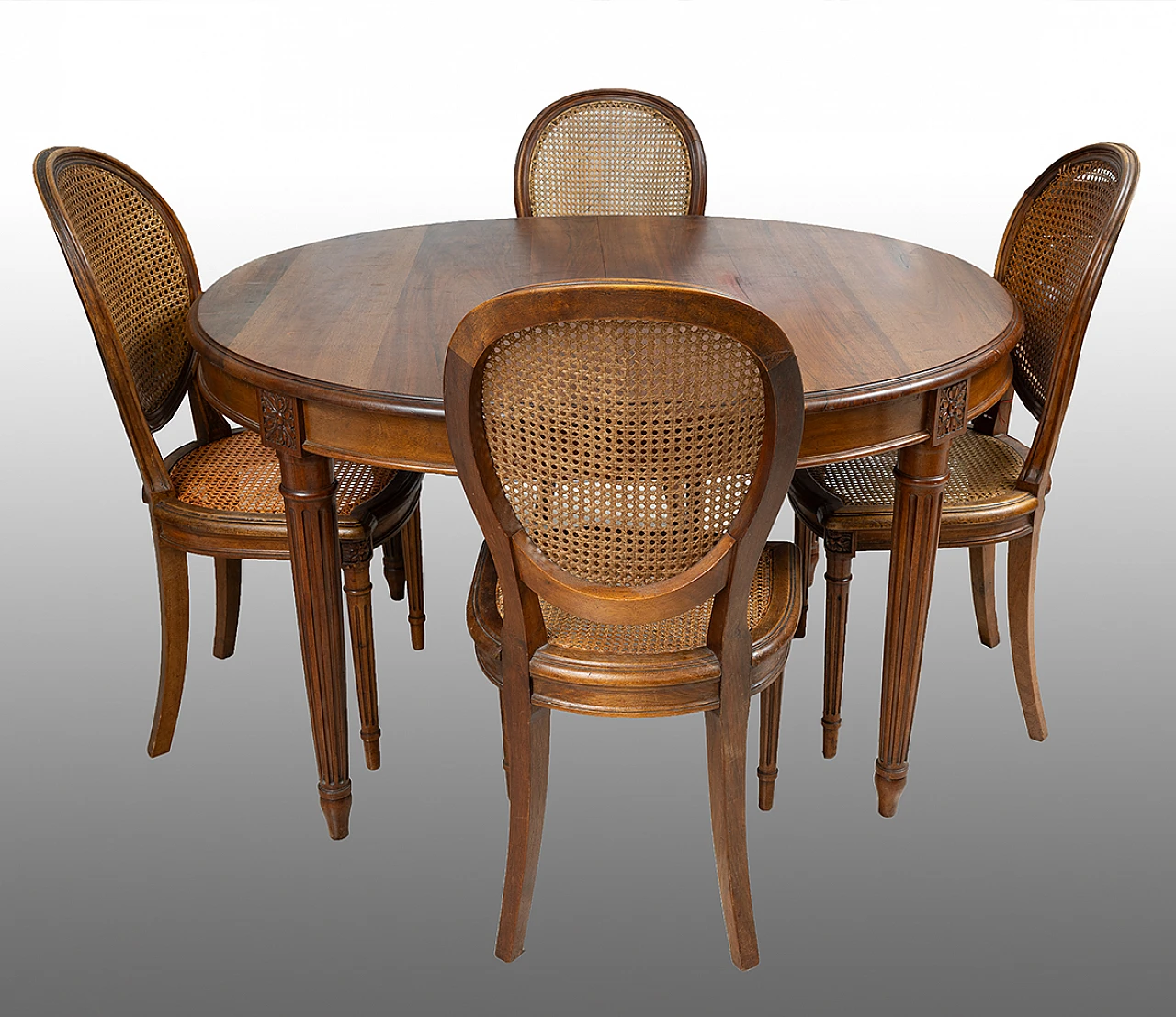 Oval Napoleon III solid walnut table, 19th century 5