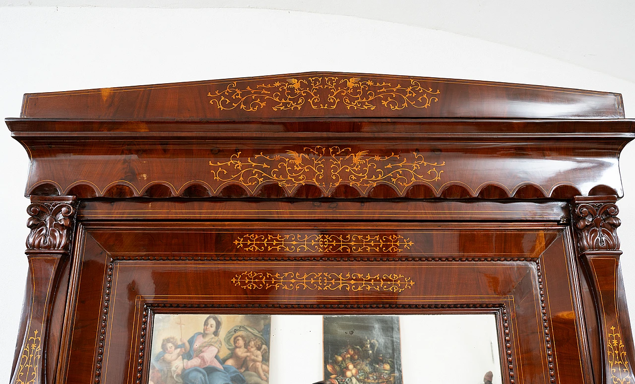 Armadio in mogano e acero con specchio e due cassetti, '800 2