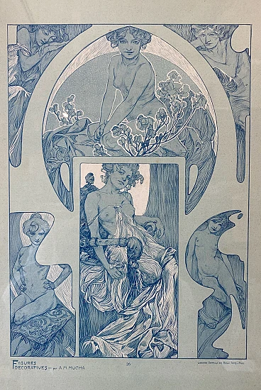 Alfons Maria Mucha, Decorative Figures, Table 26, lithograph, 1905