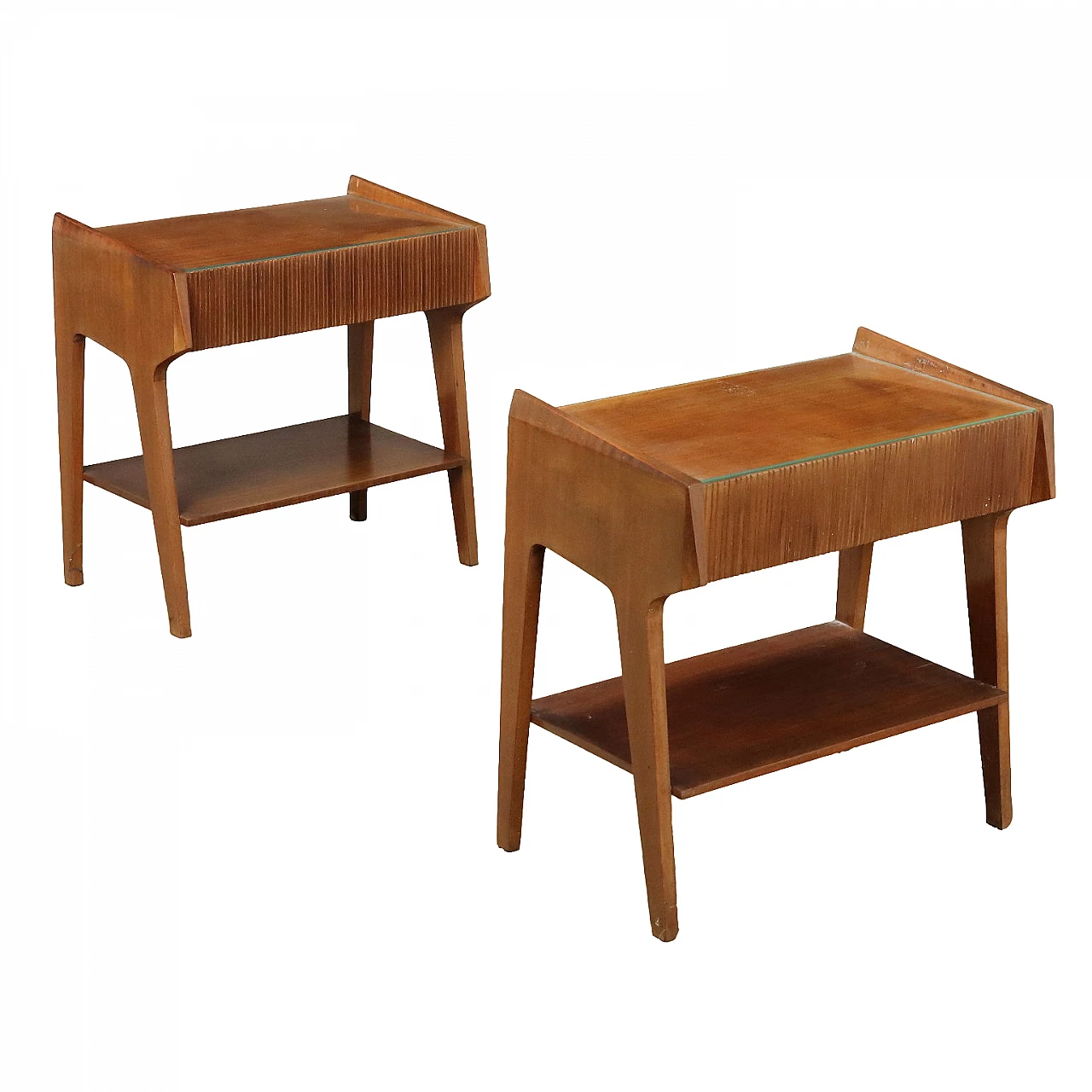 Pair of mahogany veneer nighstands with drawer, 1960s 1
