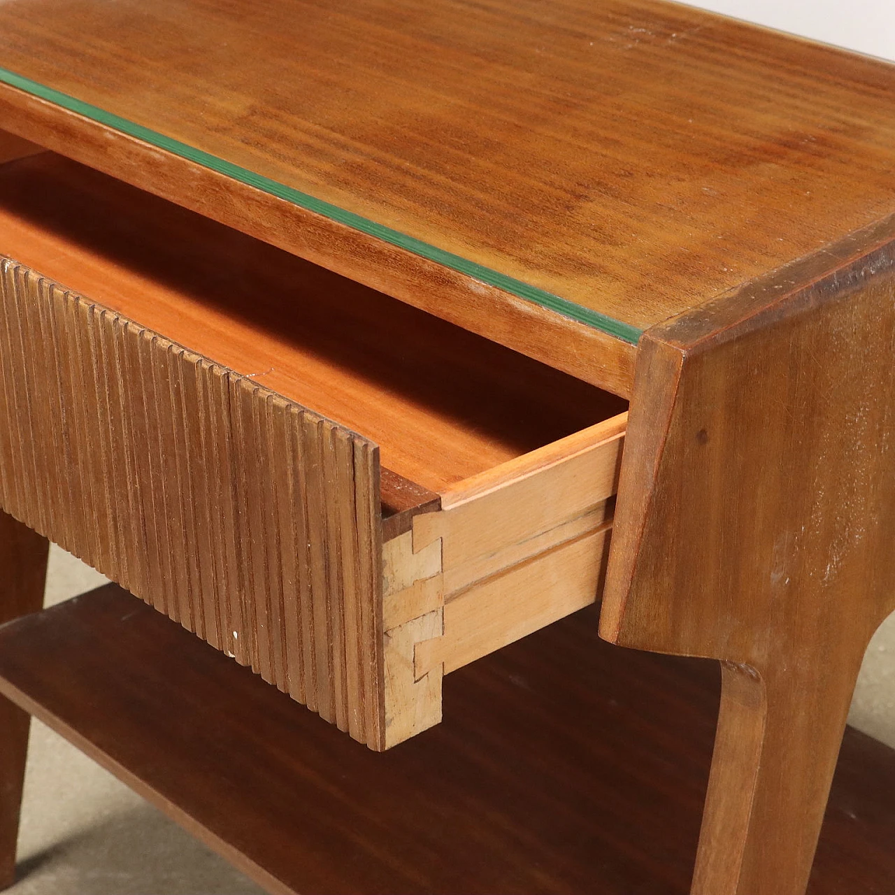 Pair of mahogany veneer nighstands with drawer, 1960s 3