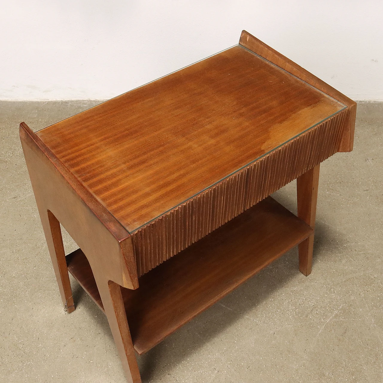 Pair of mahogany veneer nighstands with drawer, 1960s 6