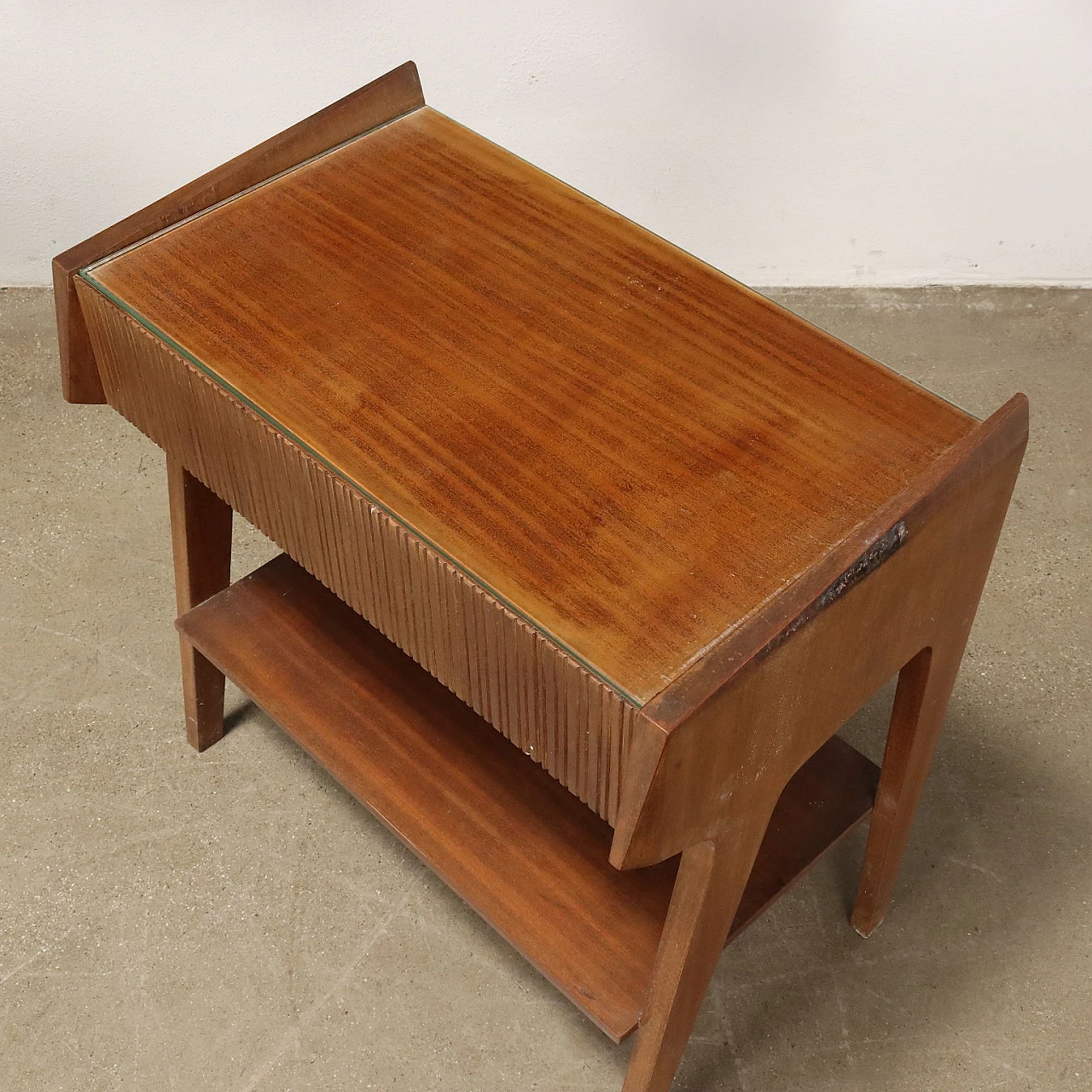 Pair of mahogany veneer nighstands with drawer, 1960s 7