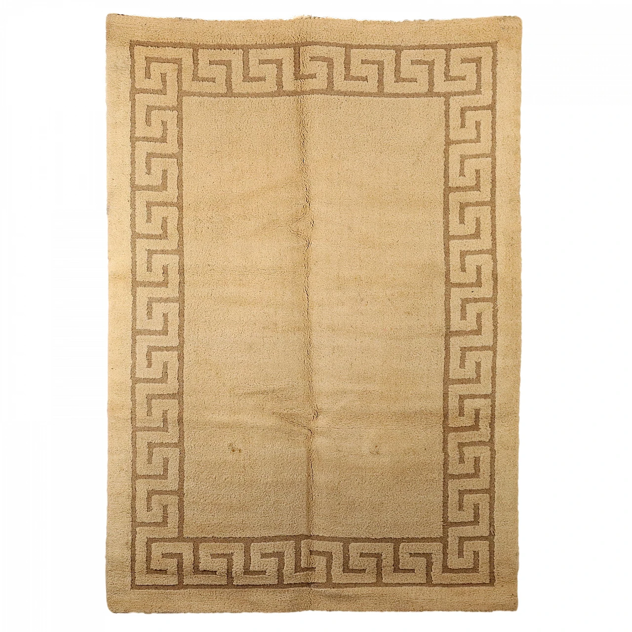Cotton and wool rug with fretwork decoration 1