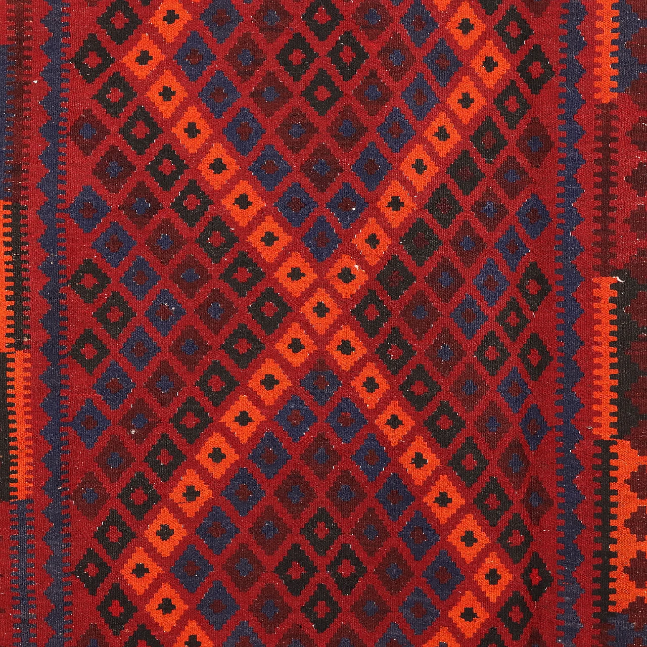 Hand-made red wool Kilim rug 3
