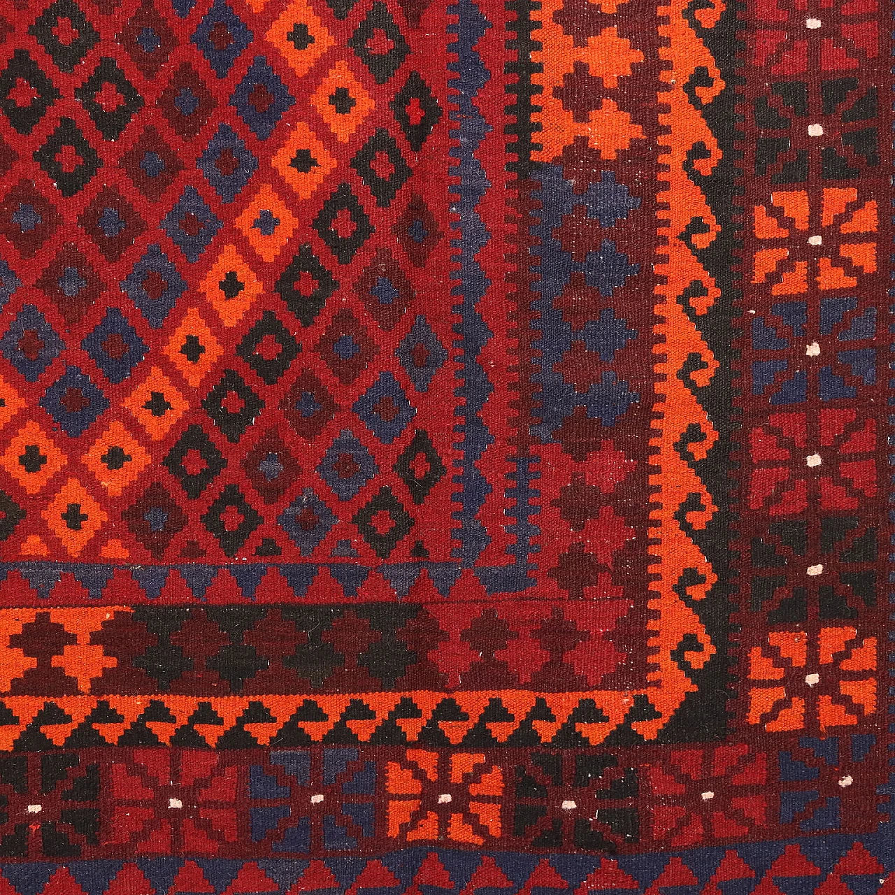 Hand-made red wool Kilim rug 4