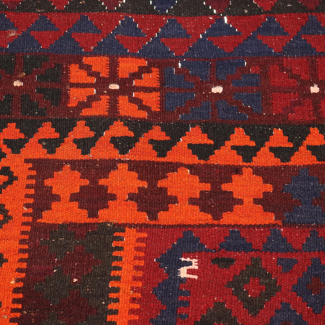 Hand-made red wool Kilim rug 6