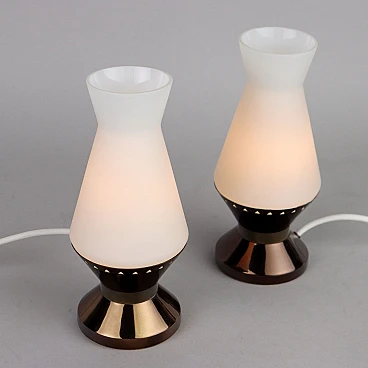 Pair of table lamps in glass and brass by Stilnovo, 1960s