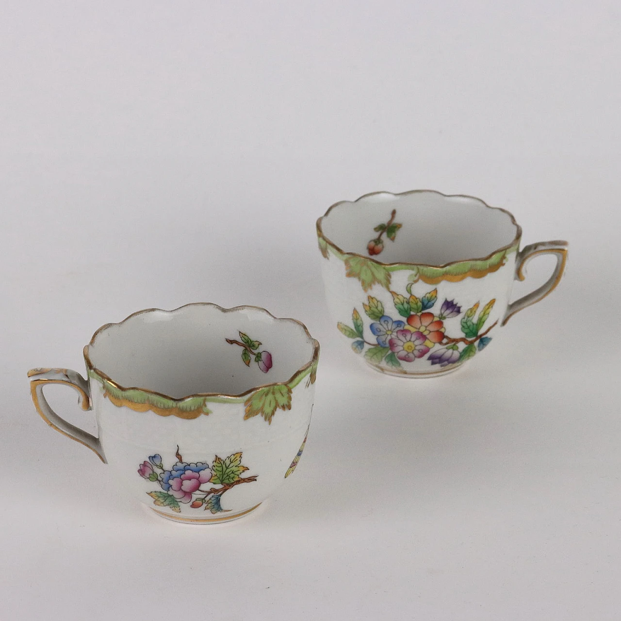 Pair of porcelain cups and tray by Herend Hungary, 1970s 3