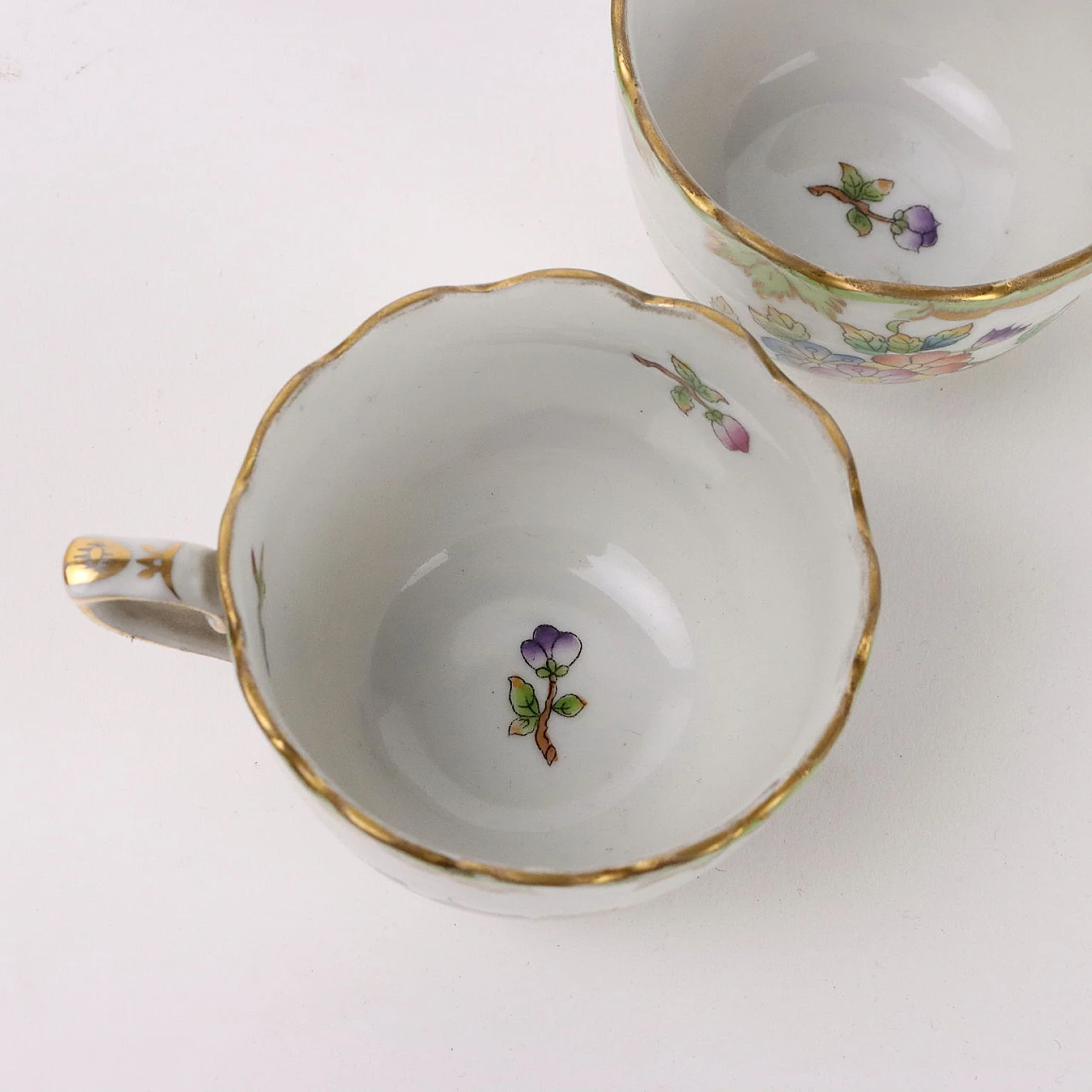 Pair of porcelain cups and tray by Herend Hungary, 1970s 4