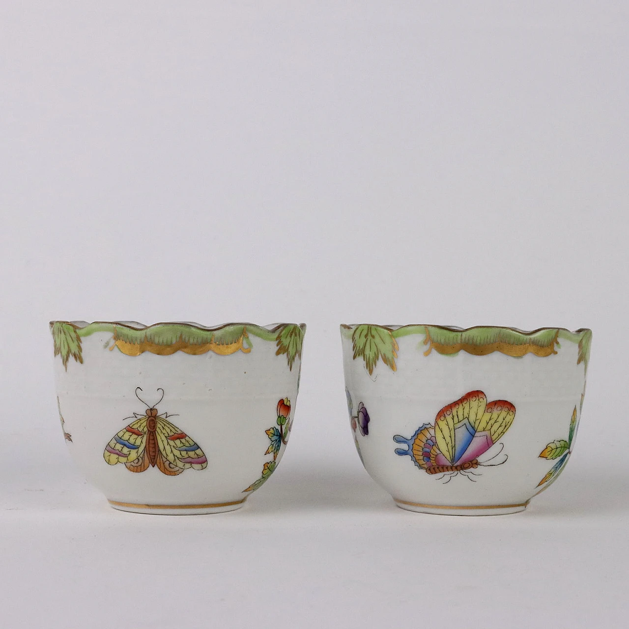 Pair of porcelain cups and tray by Herend Hungary, 1970s 5
