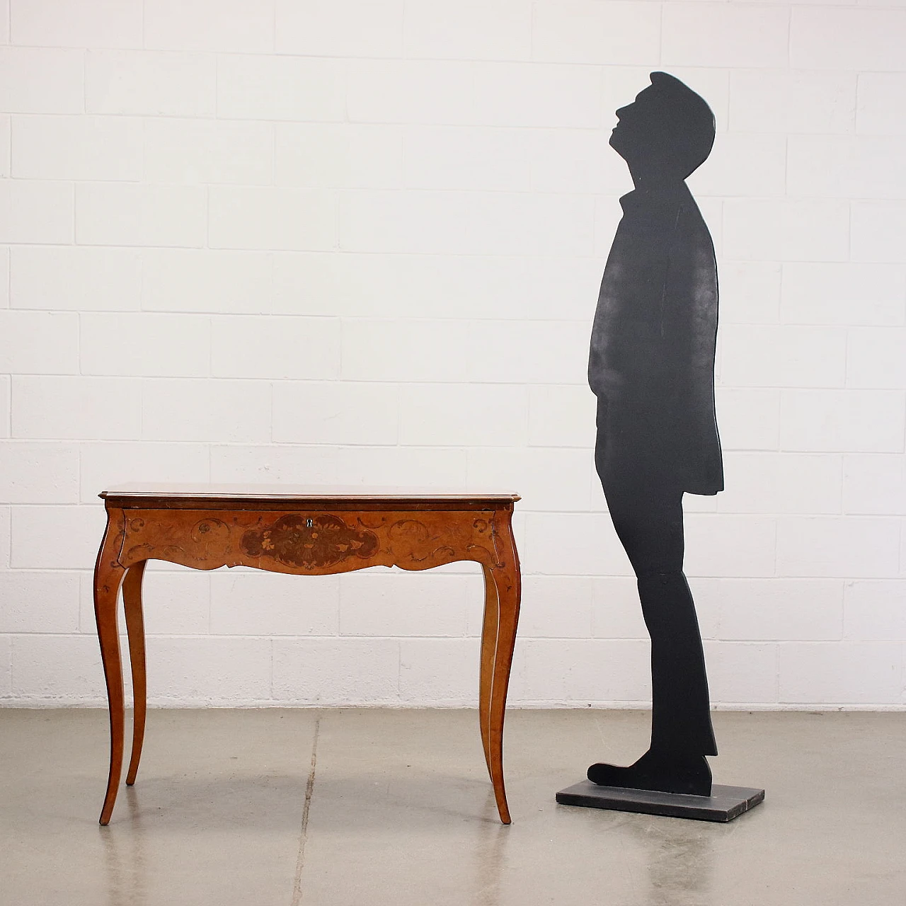 Tavolo stile Barocchetto in legno intarsiato, inizio '900 2