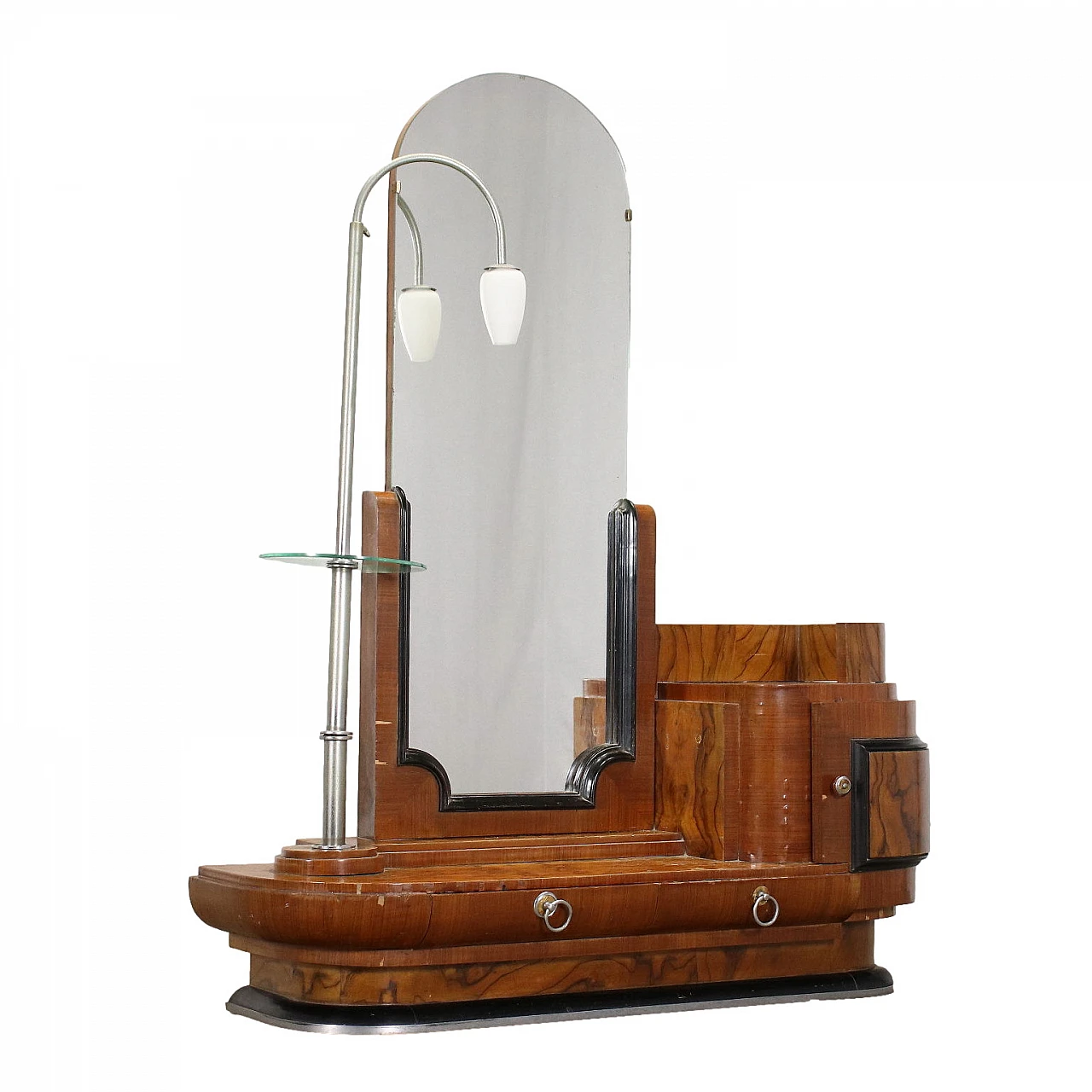 Walnut dressing table with mirror, 1930s 1