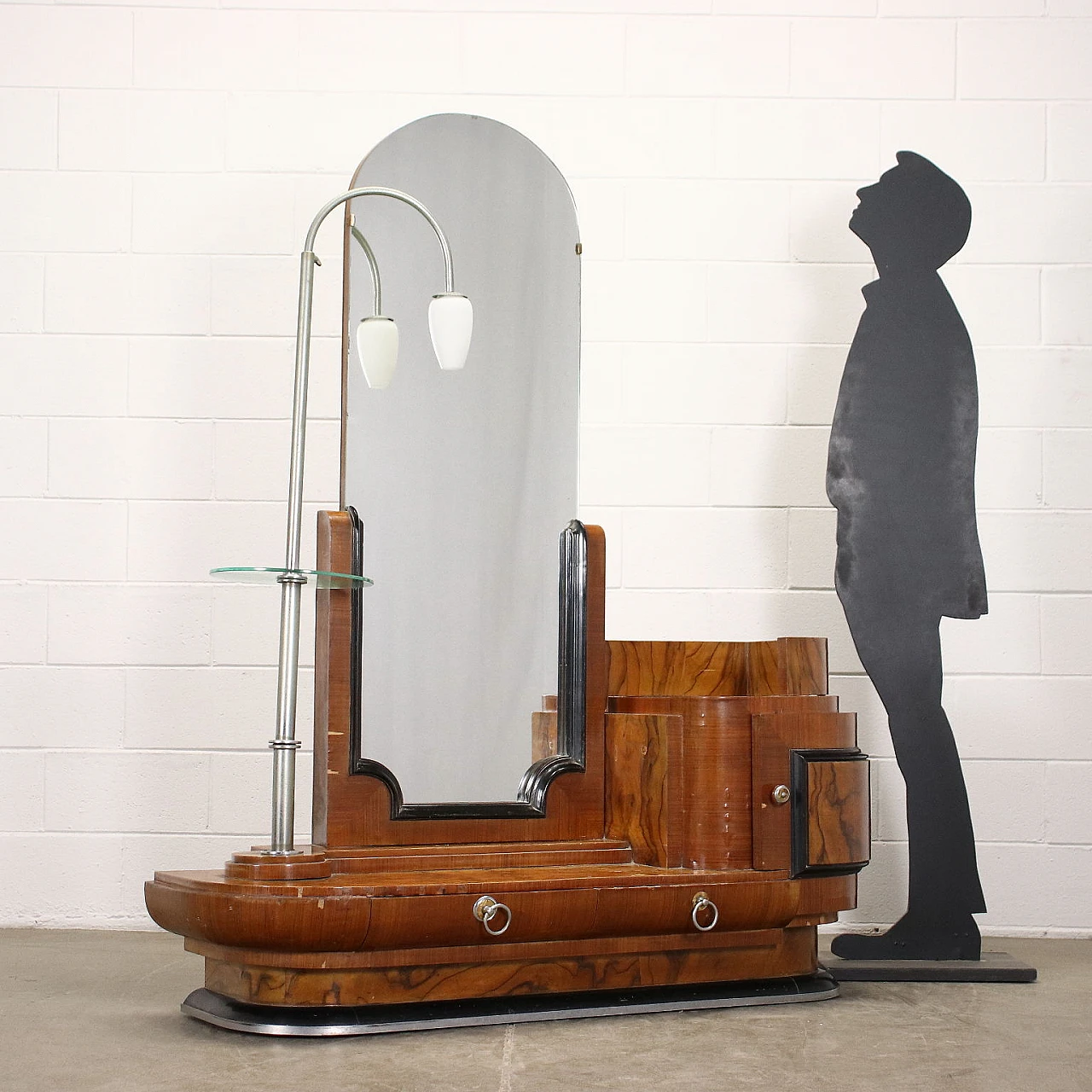 Walnut dressing table with mirror, 1930s 2