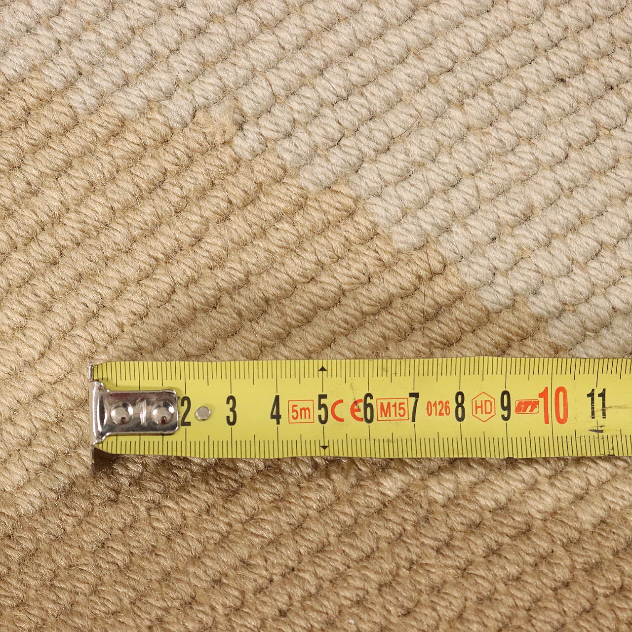 Tappeto rotondo in lana marrone e beige 8