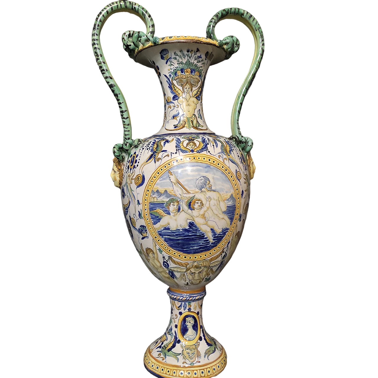 Vaso in ceramica A Grottesche con motivi fogliacei, '800 9