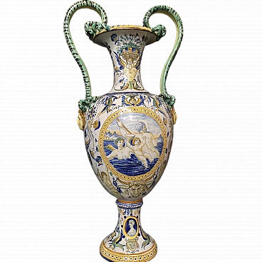 A Grottesche ceramic vases with leaf motifs, 19th century