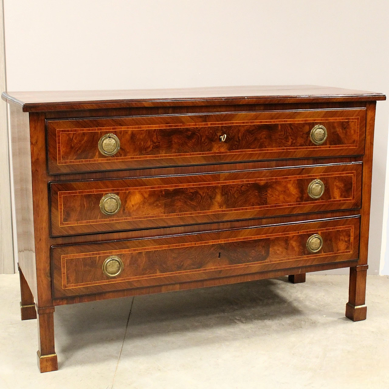 Bolognese Empire solid walnut commode, early 19th century 1