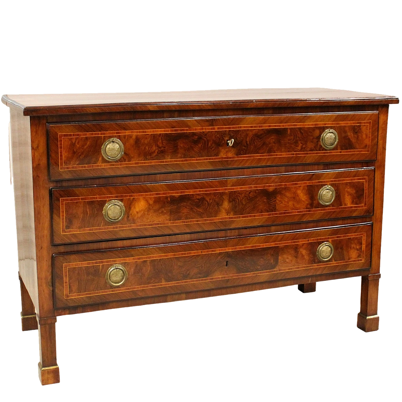 Bolognese Empire solid walnut commode, early 19th century 2