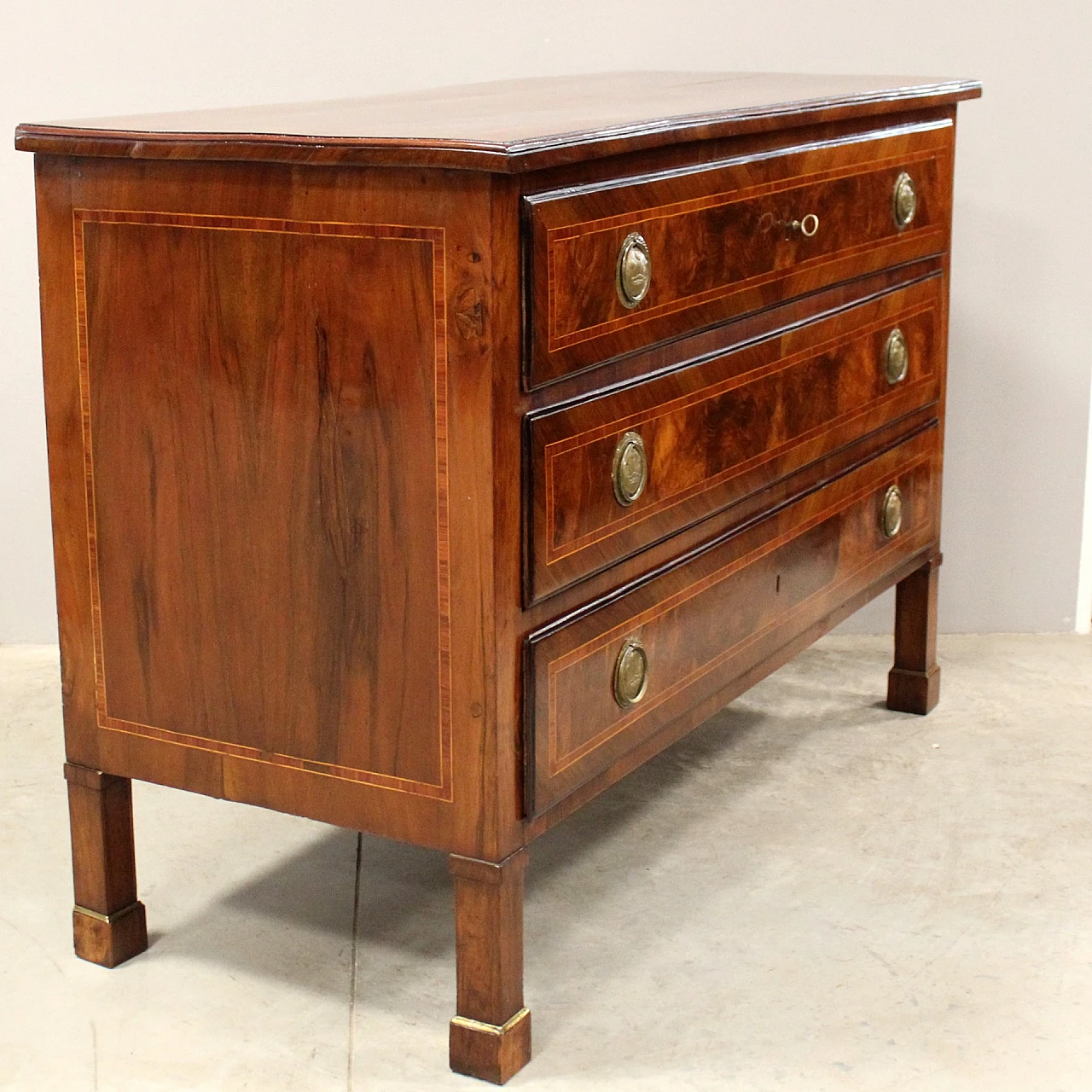 Bolognese Empire solid walnut commode, early 19th century 10
