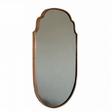 Specchio con cornice in ottone dorato, anni '60