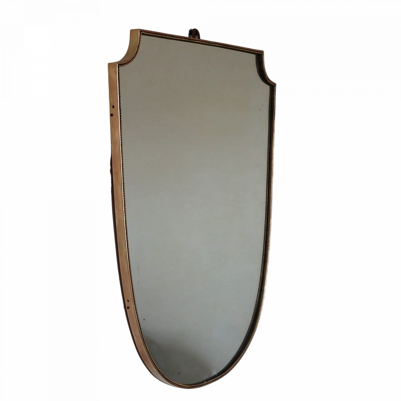 Shield mirror with golden brass frame, 1960s 5