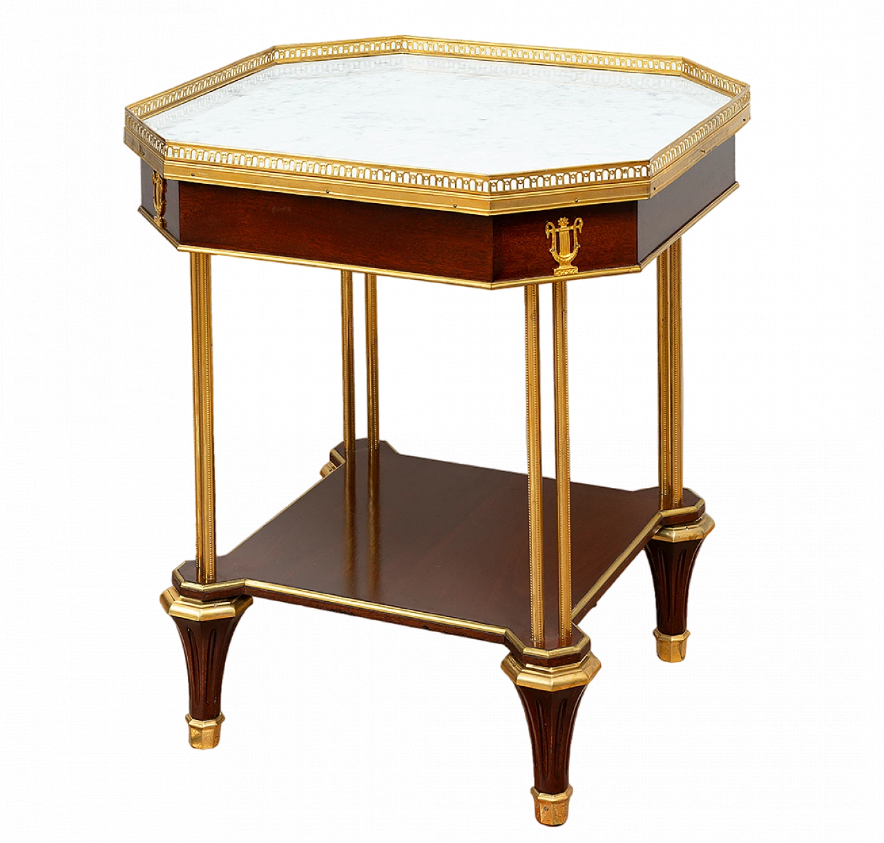 Tavolino Napoleone III ottagonale in mogano, '800 6