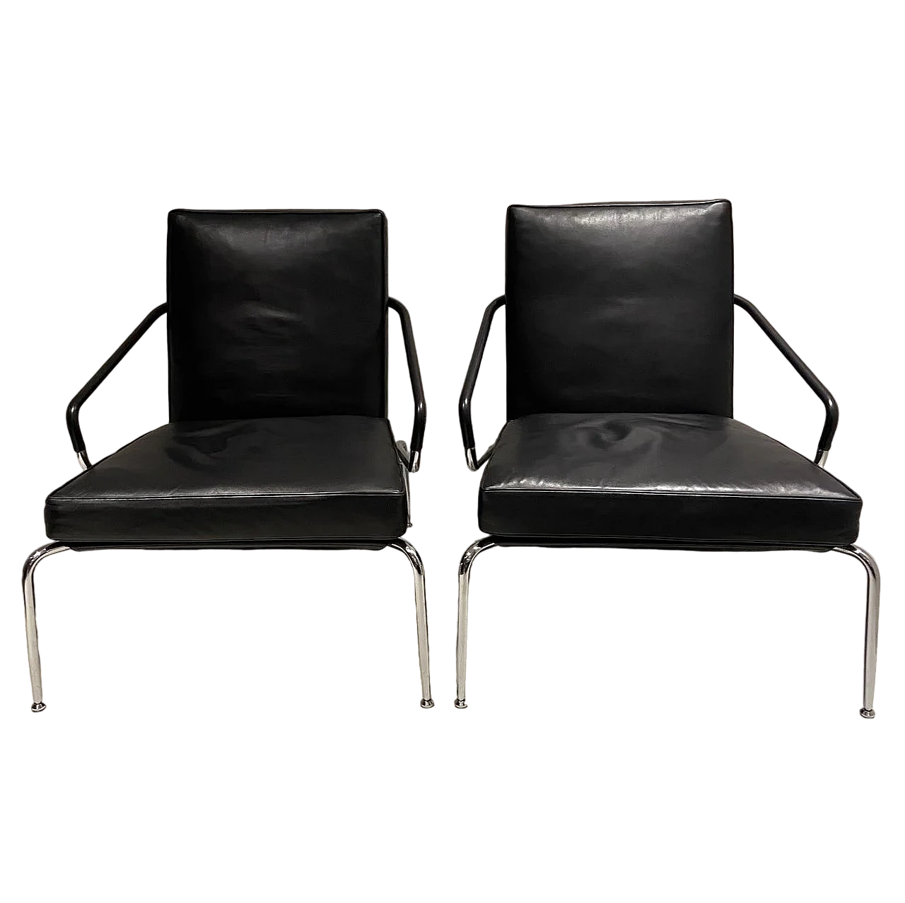 Pair of Berman leather armchairs by Rodolfo Dordoni for Minotti 8