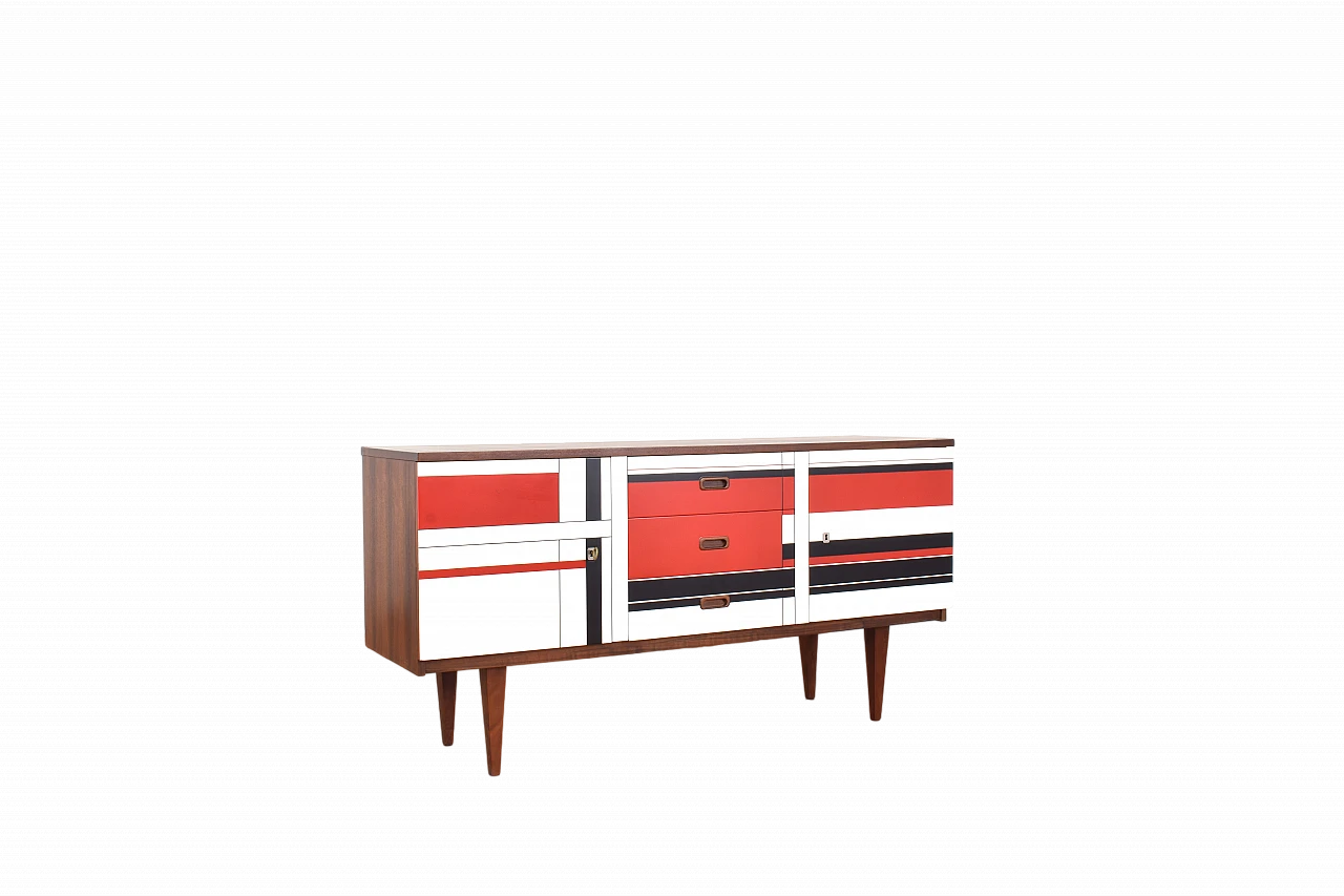 German walnut sideboard with painted front, 1960s 15