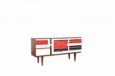 German walnut sideboard with painted front, 1960s