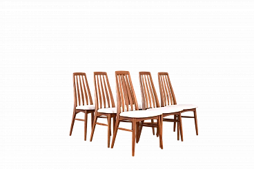 Six Eva teak chairs by Niels Koefoed for Koefoeds Hornslet, 1960s