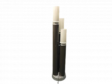 Lampada da terra a tre luci in acrilico e vetro opalino, anni '70