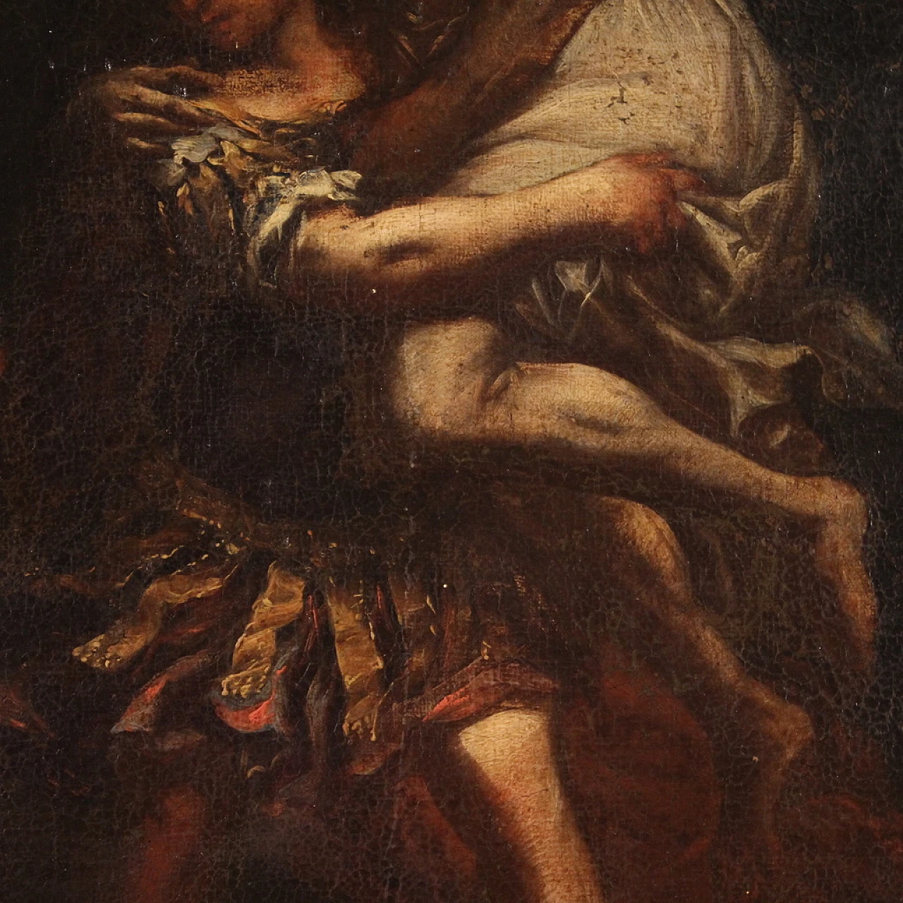 Aeneas Anchises & Ascanius flee from Troy, oil on canvas, 17th century 12