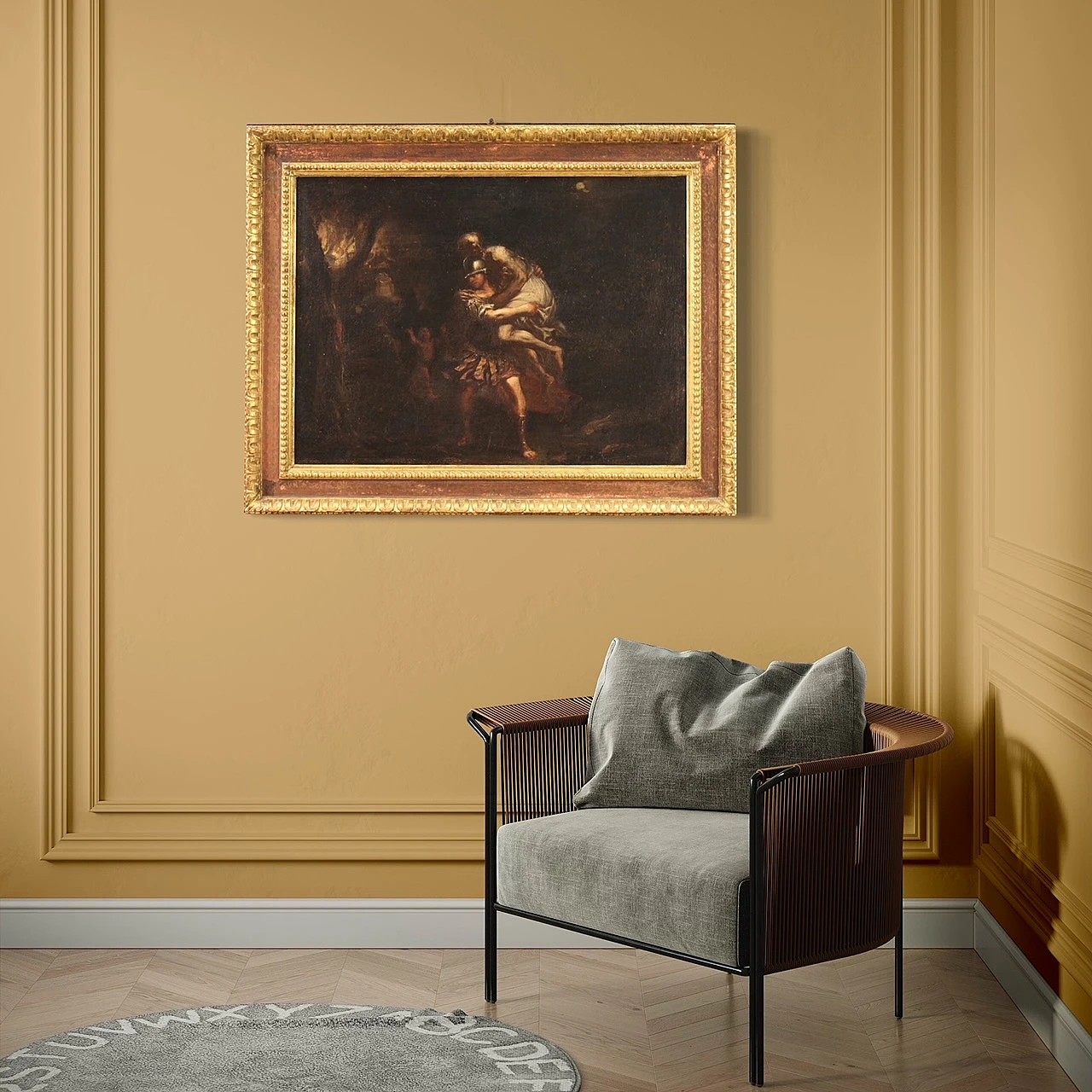 Aeneas Anchises & Ascanius flee from Troy, oil on canvas, 17th century 13