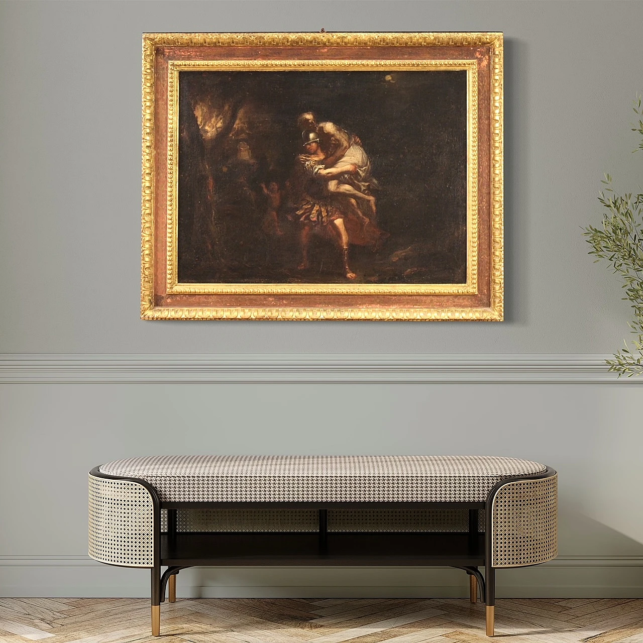 Aeneas Anchises & Ascanius flee from Troy, oil on canvas, 17th century 14