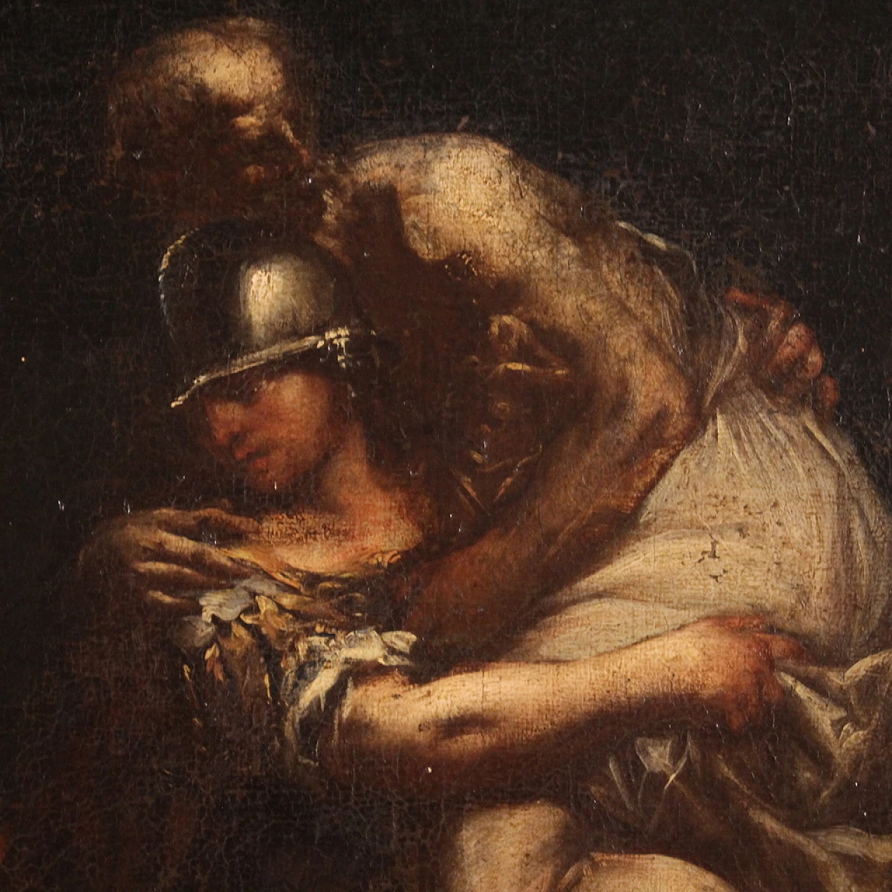 Aeneas Anchises & Ascanius flee from Troy, oil on canvas, 17th century 15