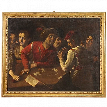 Giocatori di carte, dipinto a olio su tela, '600