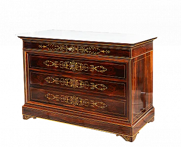 French Charles X exotic wood and marble flap desk, 19th century